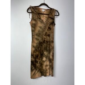 Taboo Y2K Brown Tie-dye Lettuce Hem Dress Size M